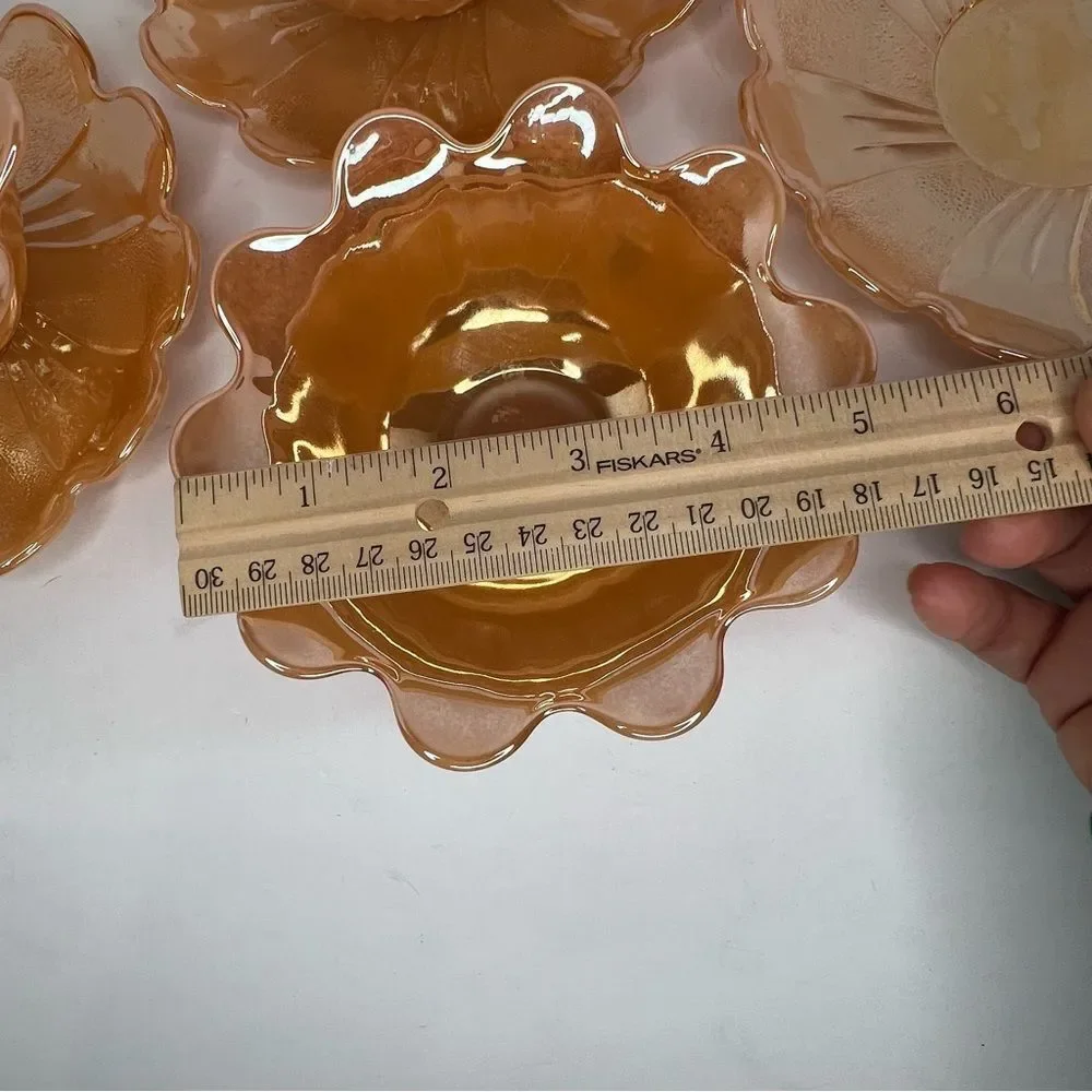 Vintage Fire King Anchor Hocking Peach Lustre Lotus Leaf Blossom Bowl/Plate ST 3